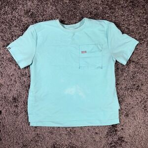 FIGS Technical Collection Scrub Top Pocket Short Sleeve Aqua‎ Blue XS